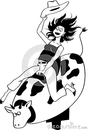 Riding a mechanical bull Vector Illustration