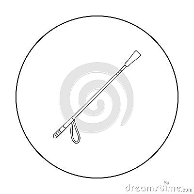 Riding whip icon in outline style isolated on white background. Hippodrome and horse symbol stock vector illustration. Vector Illustration
