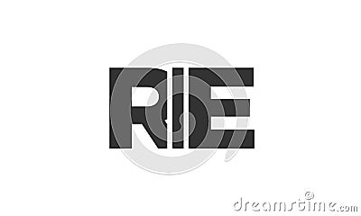RIE logo design template with strong and modern bold text. Initial based vector logotype featuring simple and minimal typography. Vector Illustration