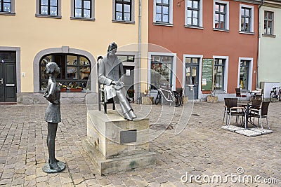 Riedrich Nietzsche memorial on the Markt square in Naumburg Editorial Stock Photo