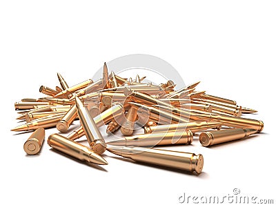 Rifle bullets over white background Stock Photo
