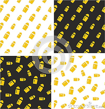 Rifle or Gun Bullet Big & Small Aligned & Random Seamless Pattern Color Set Vector Illustration