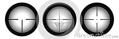 Rifle reticle. Sniper scope. Crosshairs of a gun optics. Vector Illustration