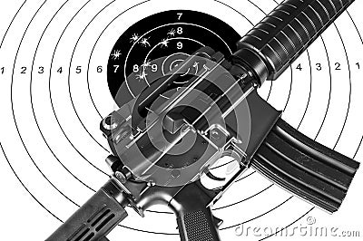 Rifle and shooting target Stock Photo