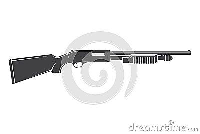 Rifle silhouette isolated on white background. Vector. Hunting shotgun. Vector Illustration