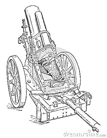Rifled Heavy Minenwerfer Mortar, vintage illustration Vector Illustration