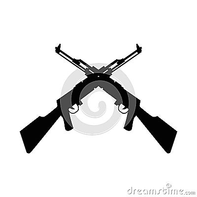 Rifles weapons crossed silhouettes isolated icons Vector Illustration