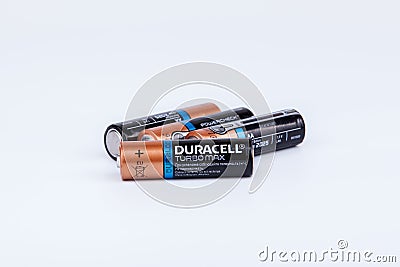 Riga, Latvia - April 18, 2017: Duracell Batteries, Duracell is an American brand Editorial Stock Photo