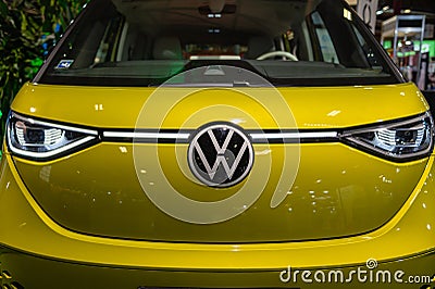 Volkswagen ID. Buzz electric minivan premiere at a motor show Editorial Stock Photo