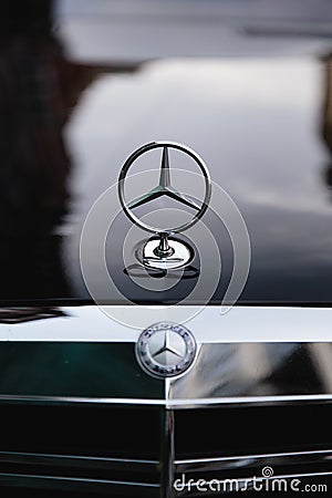 RIGA, LATVIA - AUGUST 28, 2018: Mercedes-Benz S Class W221. Editorial photo - Star symbol sign Editorial Stock Photo