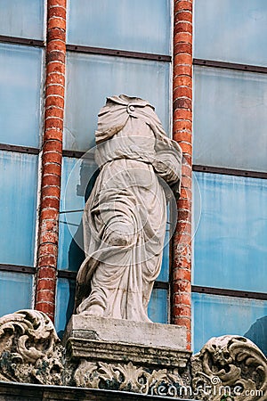 Riga Latvia. Close Ancient Headless Statue Of Woman In Baroque Style Stock Photo