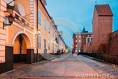 Riga, Latvia. Facades Of Old Famous Jacob`s Barracks On Torna St Stock Photo