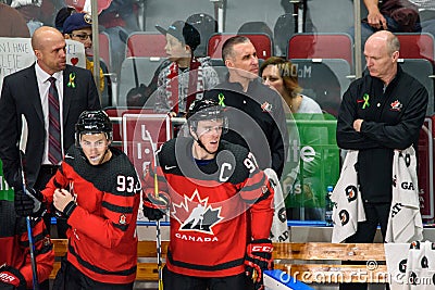 RYAN NUGENT-HOPKINS L and Connor McDavid R Editorial Stock Photo