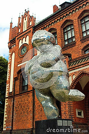 Riga, Latvia - July 10, 2017: Venus of Willendorf by Brigita Zelca in front of The Art Academy of Latvia. Modern replica of the Editorial Stock Photo