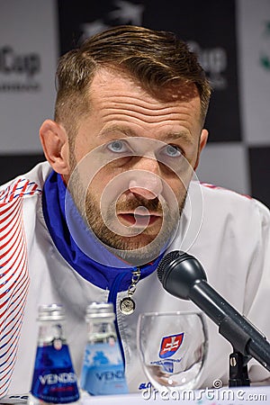 Matej Liptak Captain of team Slovakia for FedCup, during press conference before FEDCUP World Group II First Round games Editorial Stock Photo