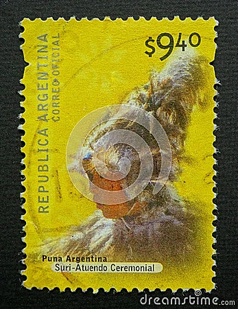 Riga, Latvia - May 10, 2019: Argentina Indigenous Cultures postage stamp Editorial Stock Photo