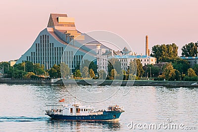 Riga, Latvia. View Of Building Of National Library Lock Of Light Stock Photo