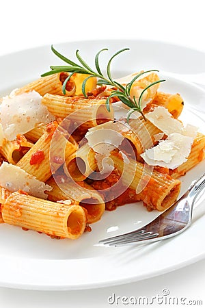 Rigatoni bolognese , italian pasta dish Stock Photo