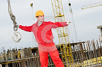 Rigger builder with straps Stock Photo