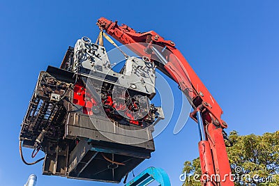 Rigging Hydraulic Crane Machine Stock Photo