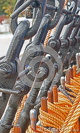 Rigging on a ship Stock Photo