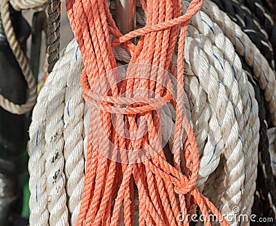 Rigging on a ship Stock Photo