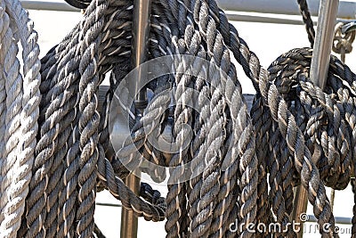 Rigging on a ship Stock Photo