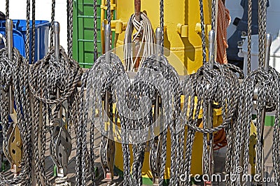 Rigging on a ship Stock Photo