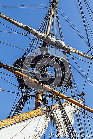 Rigging of a tall ship. Stock Photo