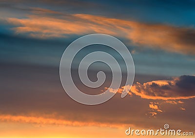 Right aligned sunset cloudscape background Stock Photo