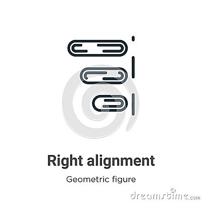 Right alignment outline vector icon. Thin line black right alignment icon, flat vector simple element illustration from editable Vector Illustration