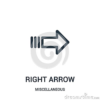 right arrow icon vector from miscellaneous collection. Thin line right arrow outline icon vector illustration. Linear symbol for Vector Illustration