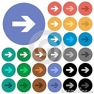 Right arrow round flat multi colored icons Stock Photo