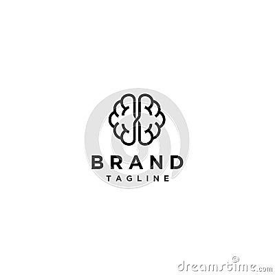 Right Brain Connects with Left Brain Logo Design Vector Illustration