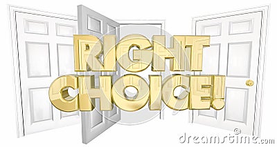 Right Choice Many Doors Choose Wisely Words Stock Photo