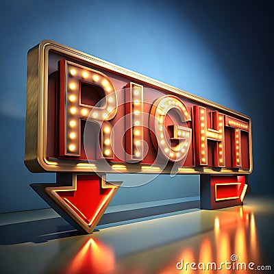 Right 3D sign elements enhance visual communication, combining depth and design to effectively convey messages in engaging Stock Photo