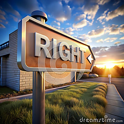 Right 3D sign elements enhance visual communication, combining depth and design to effectively convey messages in engaging Stock Photo