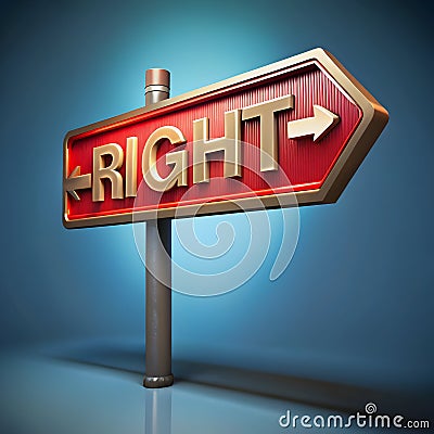 Right 3D sign elements enhance visual communication, combining depth and design to effectively convey messages in engaging Stock Photo