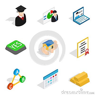 Right decision icons set, isometric style Vector Illustration