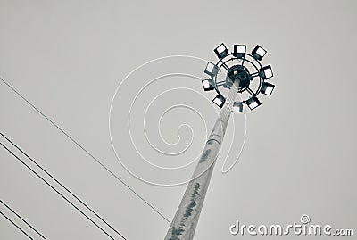 Right Frame Street Light Pole or Street Light Post in Vintage Tone Stock Photo