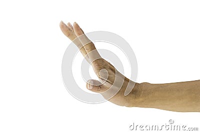 Right hand making stop gesture isolated on white Stock Photo