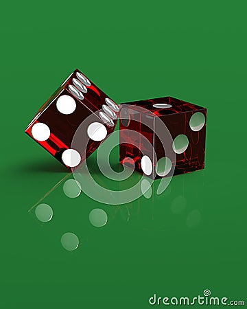 Right handed casino dice on green Stock Photo