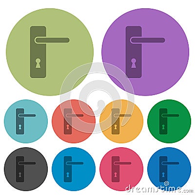 Right handed simple door handle color darker flat icons Vector Illustration