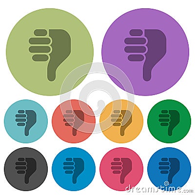 Right handed thumbs down solid color darker flat icons Vector Illustration