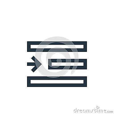 right indent vector icon isolated on white background. Outline, thin line right indent icon for website design and mobile, app Vector Illustration