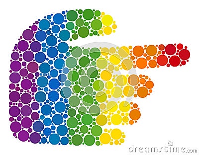 Spectrum Right index finger Composition Icon of Round Dots Vector Illustration