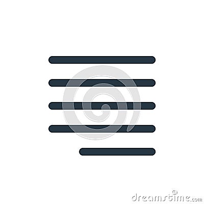 right justification icon vector from text editor concept. Thin line illustration of right justification editable stroke. right Vector Illustration