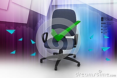 Right mark sitting comfortable computer chair Stock Photo