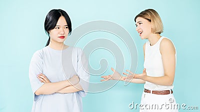 right proving quarrel women disagreement arguments Stock Photo