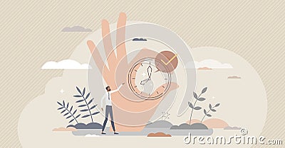 Right timing with accurate time planning management tiny person concept Vector Illustration